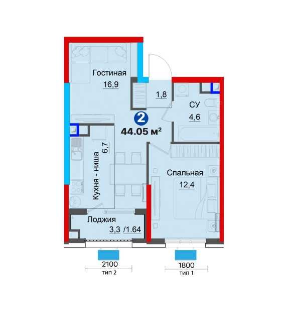 2-х км. квартира от элитного застройщика всего за 50.000$  (АА) 14