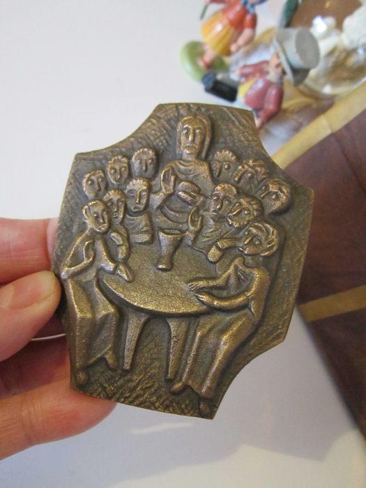 cadou rar Cina cea de taina Isus+12 apostoli Weinert bronz Germania