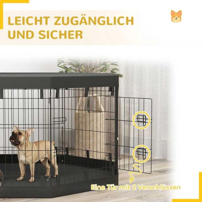 Кошарка за кученца PawHut, височина 76 см/приблизително 2,5 м², 8 панела