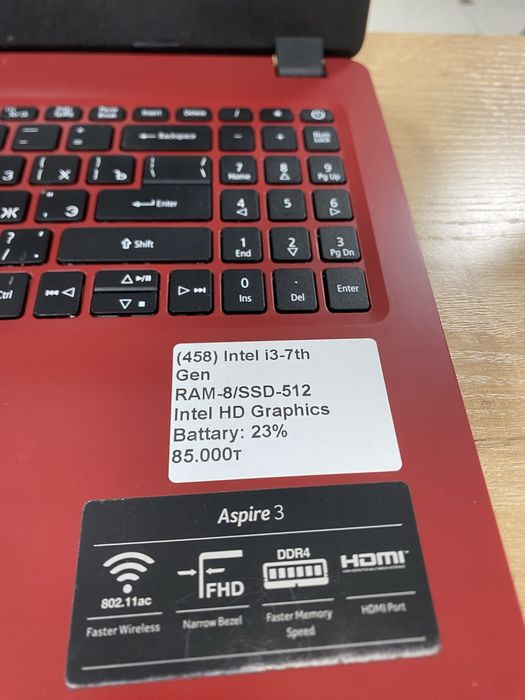 Ноутбук Acer i3-7th/RAM8/SSD512