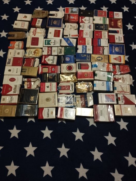 Colectie pachete tutun, vintage anii 1970-1990, 79 bucati