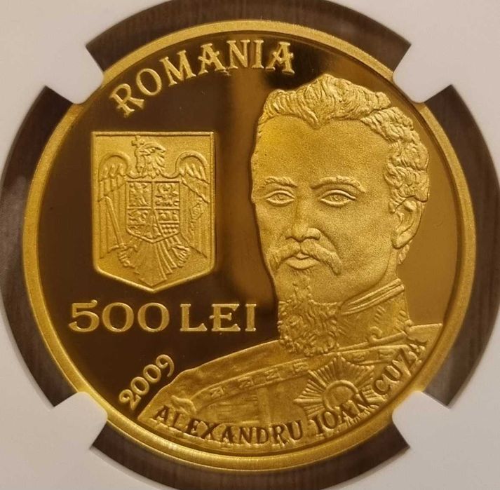 Moneda aur BNR 500 lei, Unirea Principatelor, gradata NGC PF 69