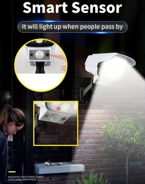 Соларна Лампа Камера с дистанционно 180W Мощност 77LED