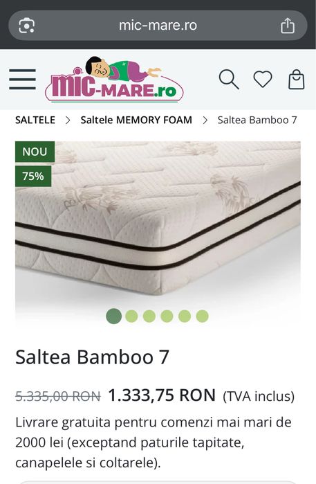 Vand Saltea Bamboo 7 dimensiune 120x200