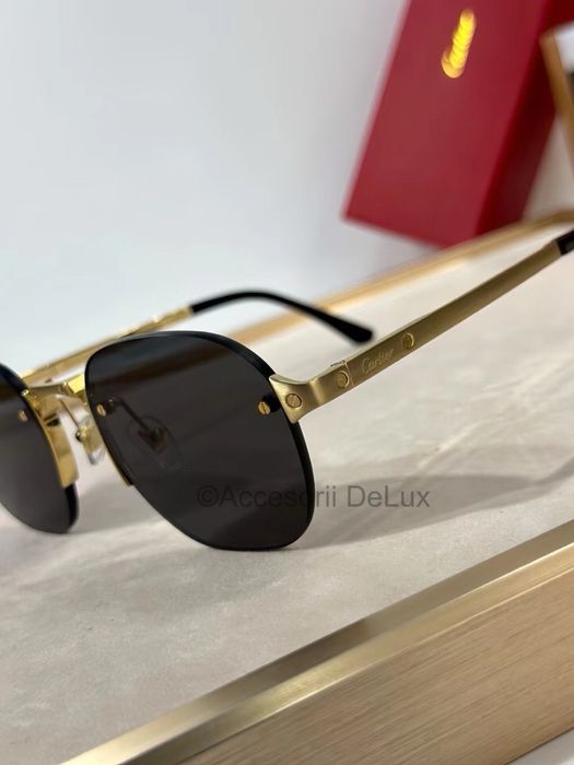 Ochelari de Soare Cartier CT0459S Square Photocrimic Lens Noi Full Box [Verificare Colet] Shiny Gold