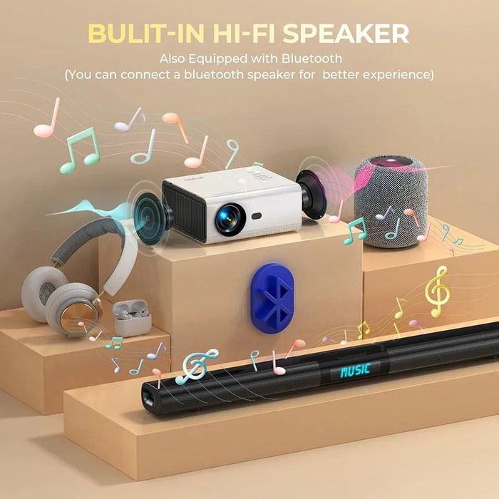 Топ оферта!  WiFi Bluetooth (5G/2.4GHz)Проектор да 200инча Full HD 1