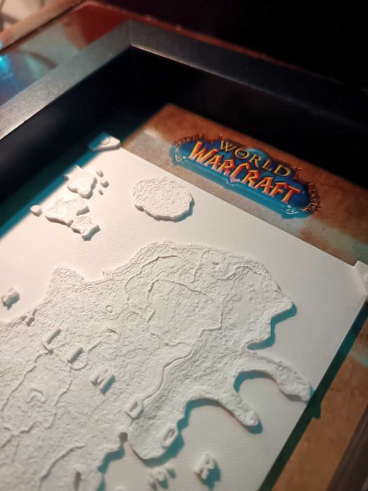 World Of Warcraft - Kalimdor Hartă în Ramă -3D Printed (22x17)