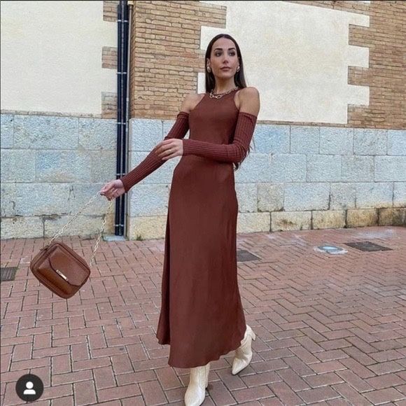 Rochie satin Zara maro XS