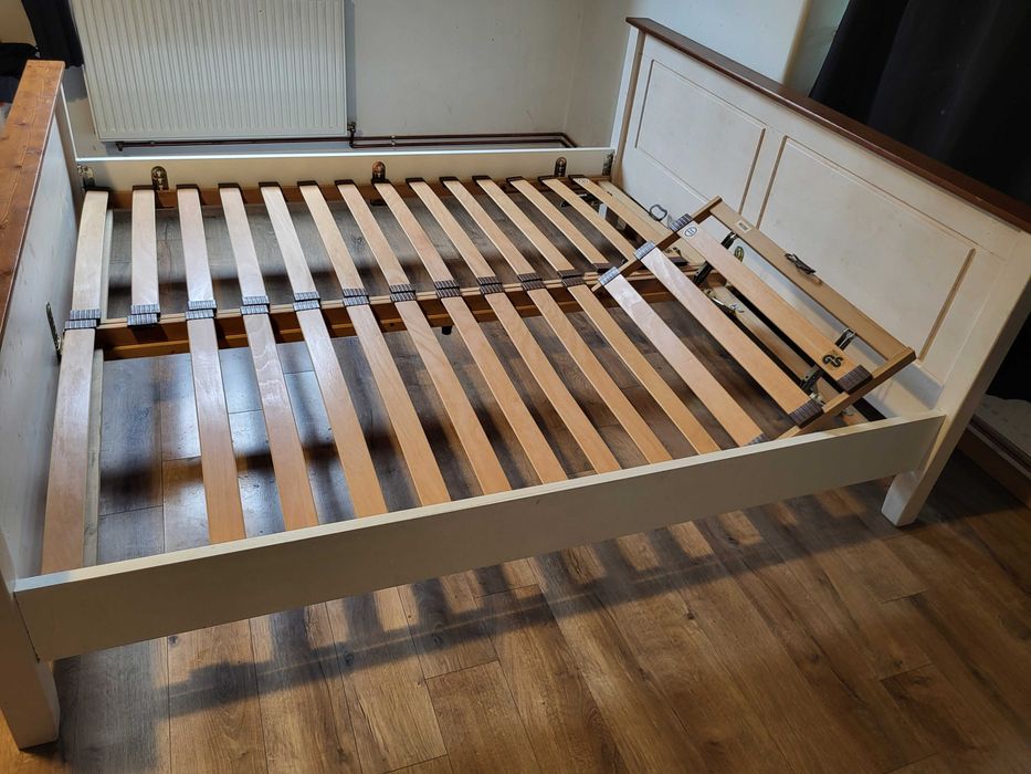Vand pat lemn masiv 180×200 + 2 somiere rabatabile, transport inclus Cluj