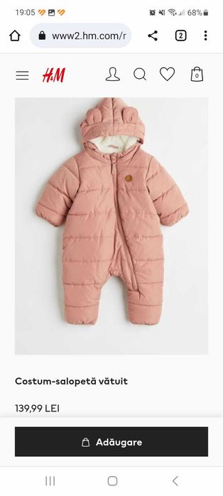 Combinezon  vătuit Hm 2-4 luni