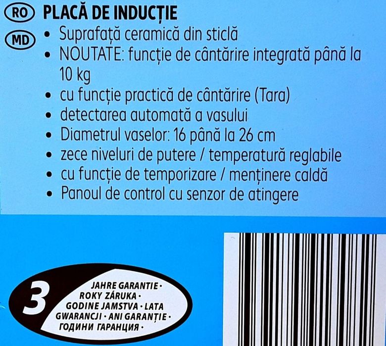 Plita electrica cu inducție SWITCHON Germania 2000 W NOUĂ - 195 Lei