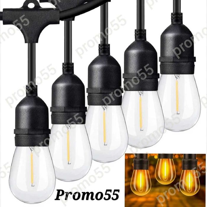 Светлинна верига от 10м. 20Бр Енергоспестяващи лед крушки за декорация