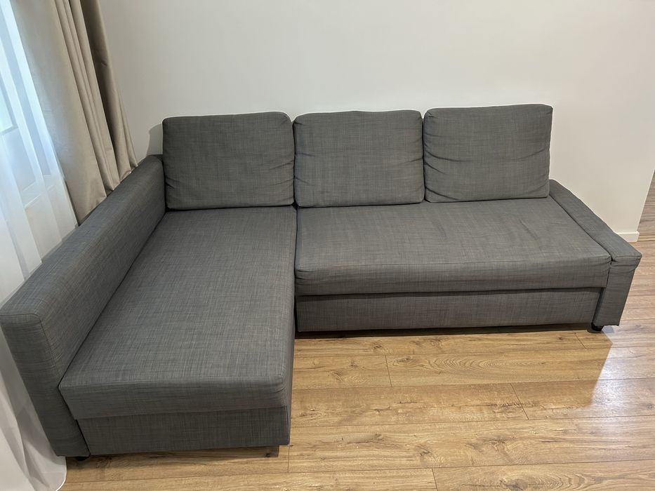 Canapea / colțar extensibil cu depozitare IKEA gri închis , 230 × 151 × 86 cm.