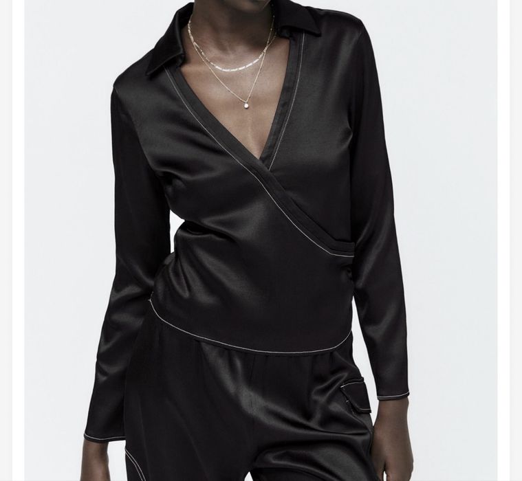 Bluza neagra Satin Zara M. Noua cu eticheta