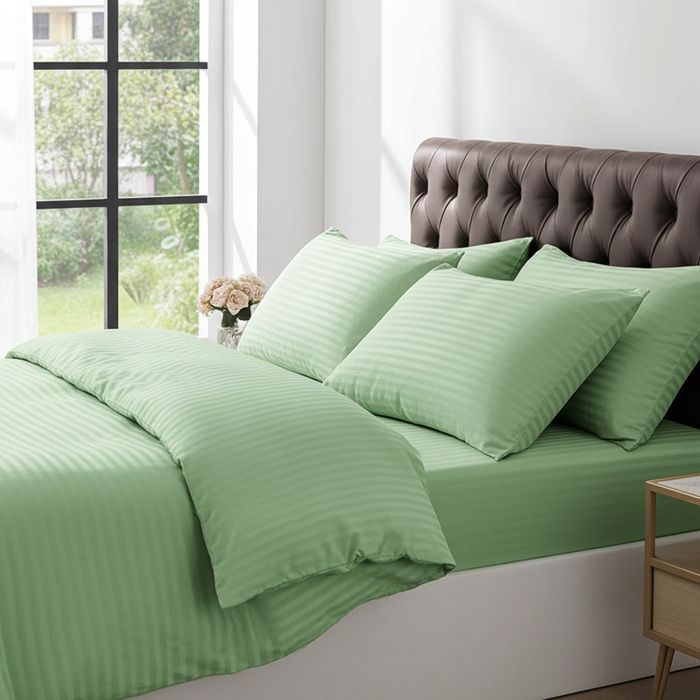 Lenjerie Damasc Lothar Dx005, Damasc, 4 Piese, Cu Elastic, Verde