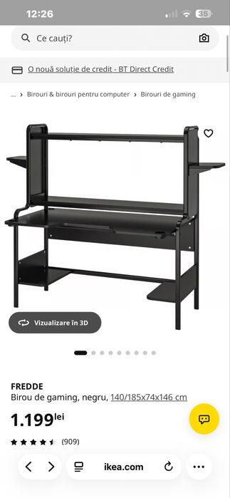 Birou/ Masa gaming neagra ikea