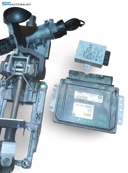 Kit Pornire ECU Calculator Motor Contact cu Cheie si Coloana Volan Directie Mini Cooper 1.6 i Benzina 2003 2001 - 2006 Cod 61356905666 6905666 1214752761001 7527610 7530652 [M9959]