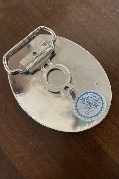 Сребърна тока за колан USA американска ръчна изработка Блу Рибън - Distinctive Blue Ribbon , Rockmount , Ranch Wear , Denver Colorado супер находка