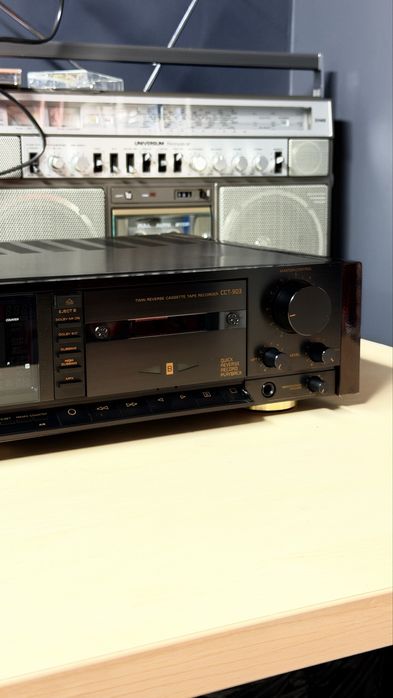Deck Dublu High-End Grundig Fine Arts CCT-903 • Laterale Originale din Lemn-Se Vinde ca Defect-Panou Frontal și Role Presoare în Stare foarte bună!