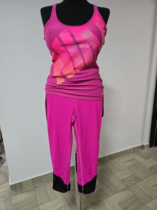 Colanti fucsia cu dunga neagra pentru sport/fitness