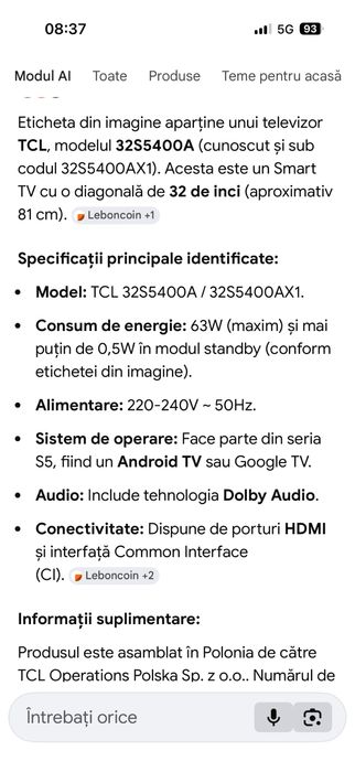TCL 81cm  youtube ,netflix