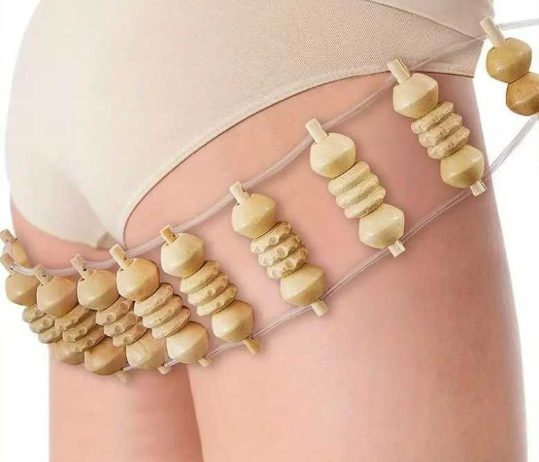 Дървен Терапевтичен Ролер/ въже с ролки/ масажор за крака