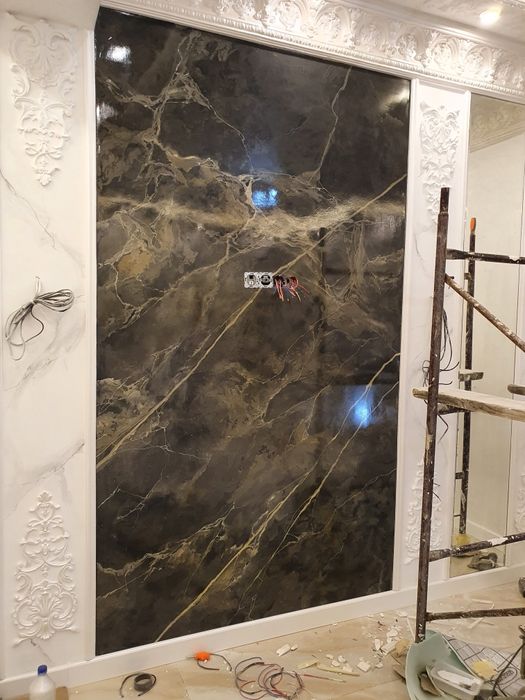 Венецианская рваные камень фактура трафарет нарезка имитация мрамора