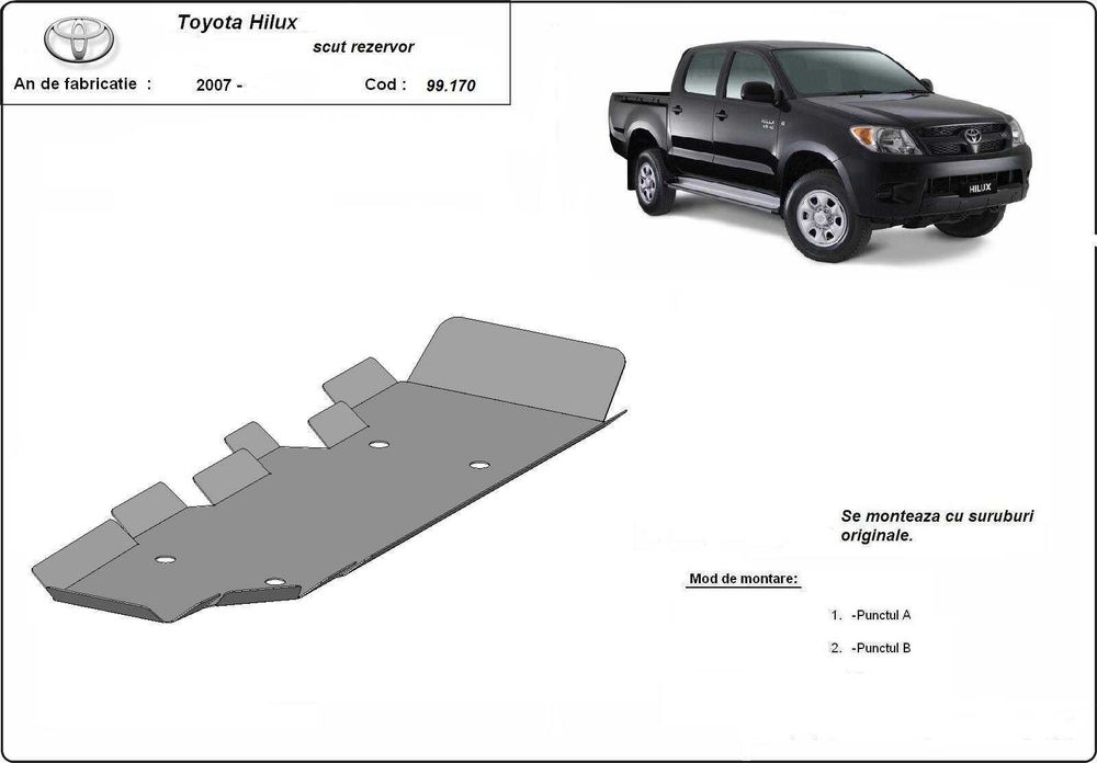 Метална кора TOYOTA HILUX VI 2004-2015 - под двигател,ск.кутия,дифере