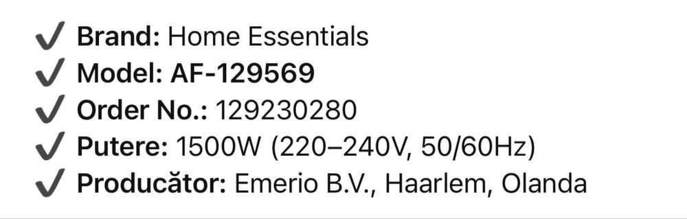 Air fryer Home Essentials AF-129569