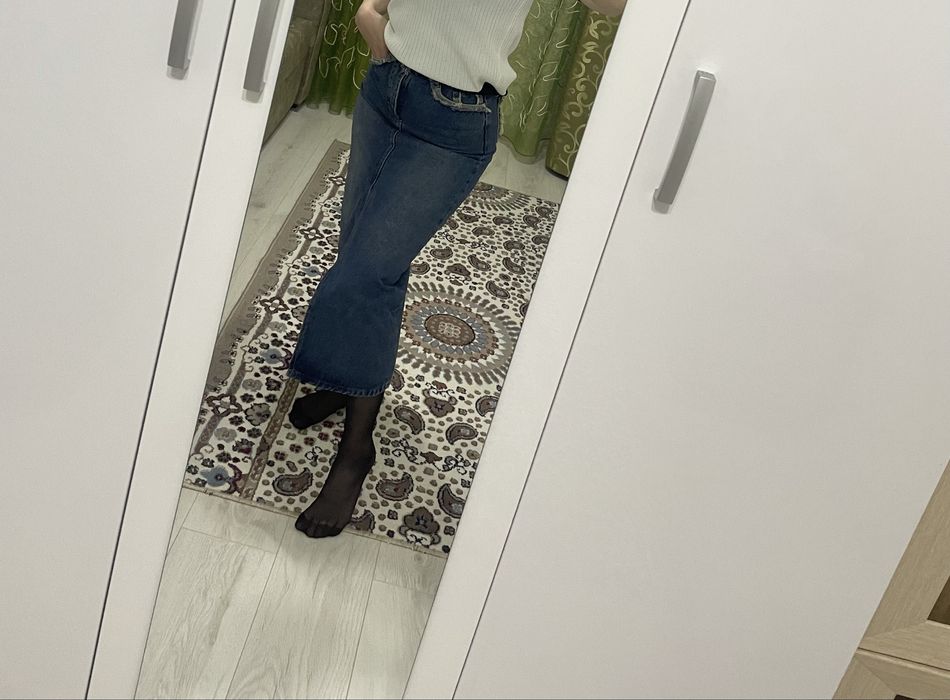 Джинсовая юбка длина миди