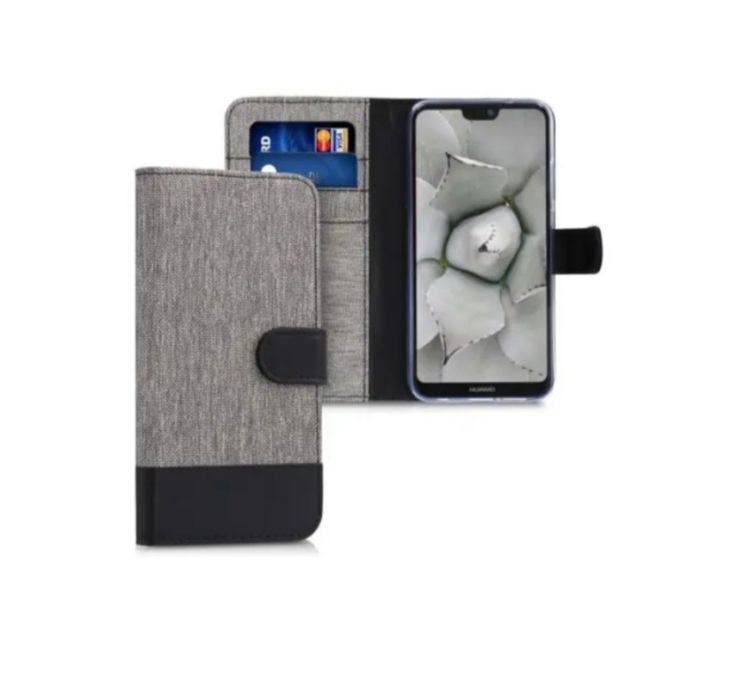 Husă tip portofel, din material textil, pentru Huawei P20 lite