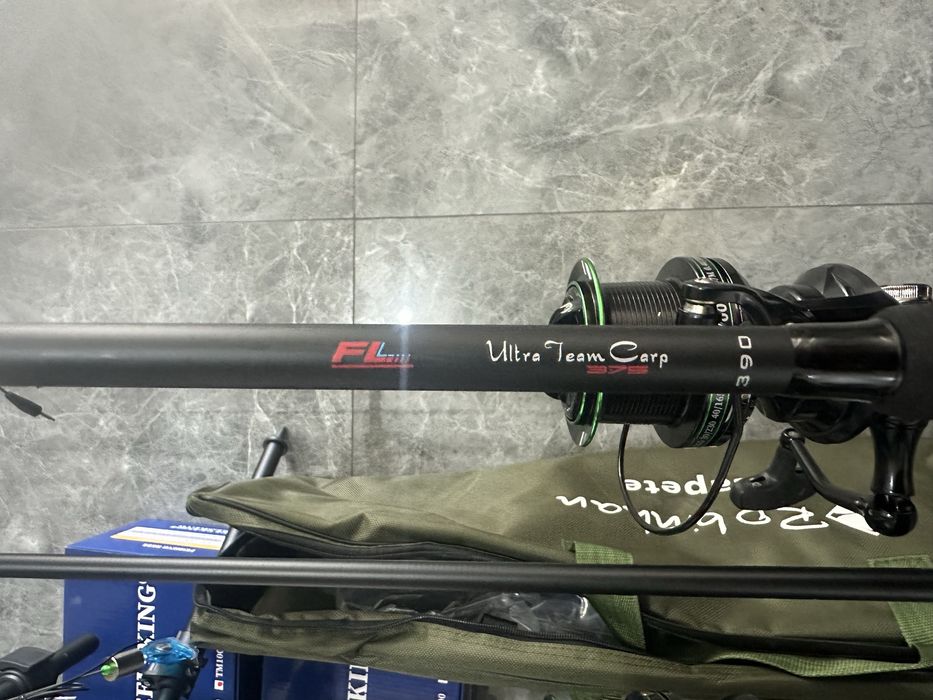 Set pescuit crap complet – FL 3.90m + Reelsking TM10000 (14 rulm) + Rod Pod Robinkan – noi