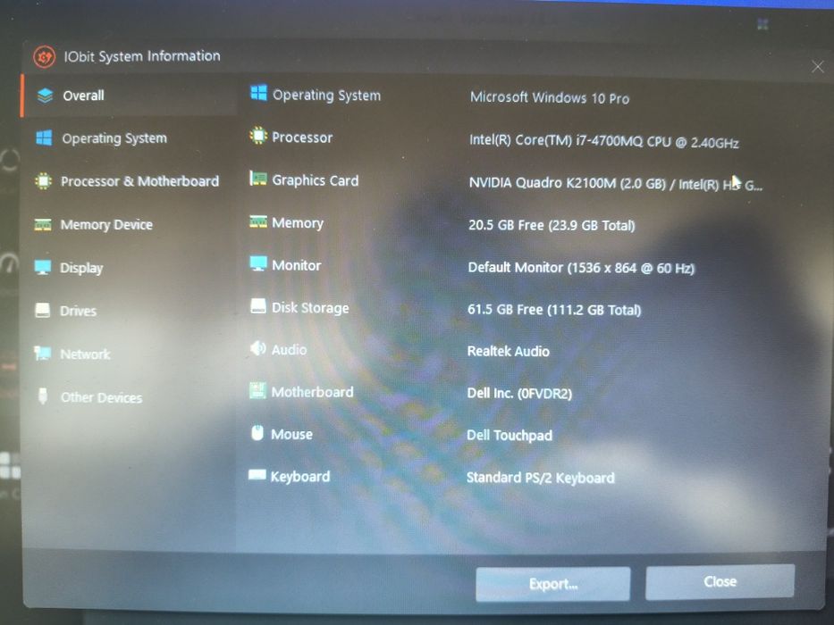 Laptop dell M4800