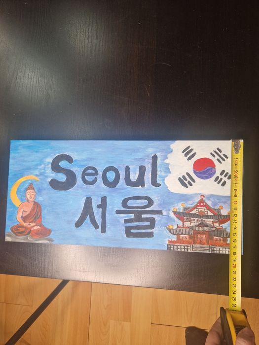 Tablou acrylic pe lemn Seoul, Coreea  de Sud