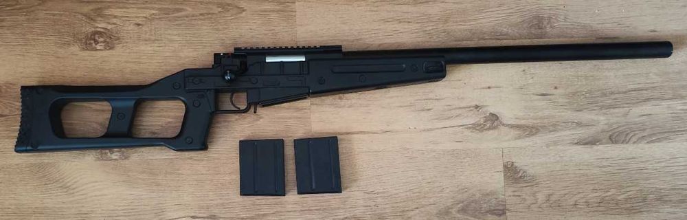 Продава се Airsoft реплика снайпер Swiss Arms SAS 08 Spring - Black - Cybergun/Well