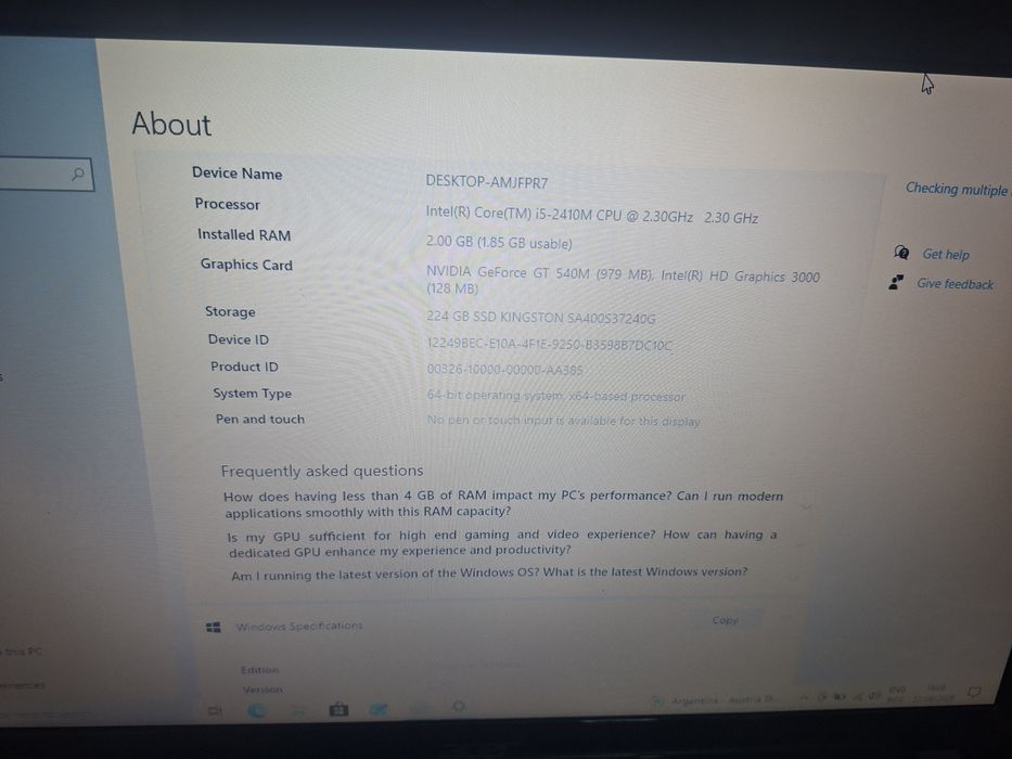 Vad laptop Acer aspire