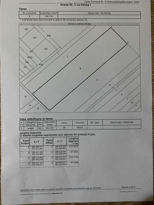 Teren extravilan 10.170m2, Ilfov, Vidra, laturi egale 48m x 212m