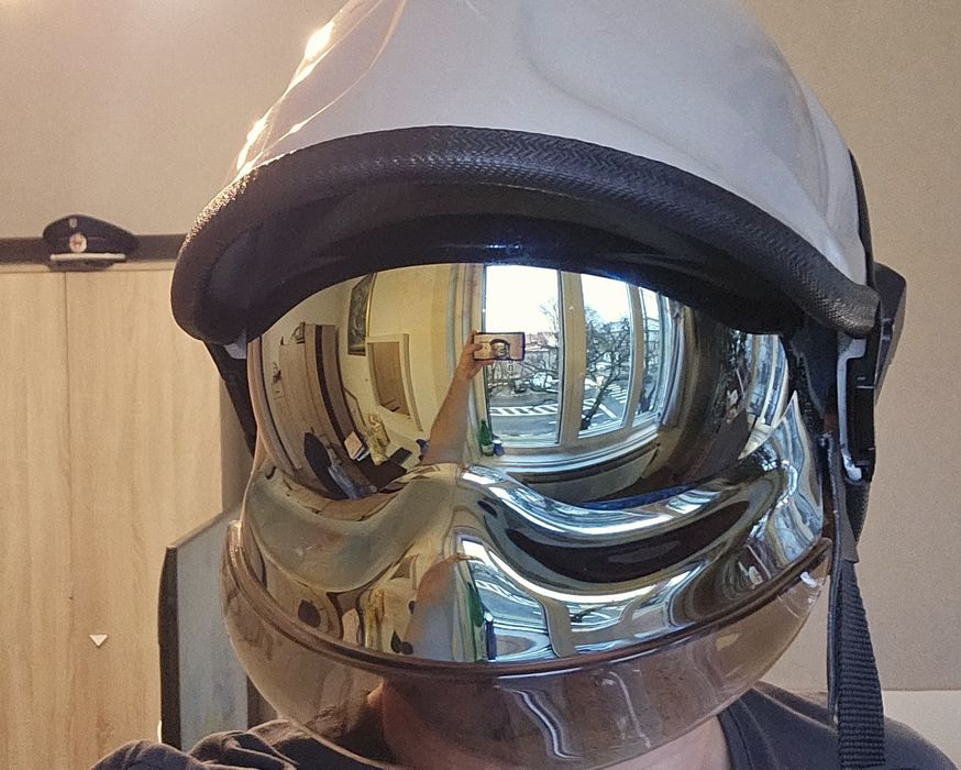 Casca pompier cu vizor dublu, noua, Made in italy