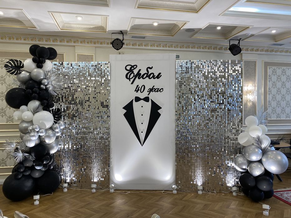 Фотозона оформление шарами баннер