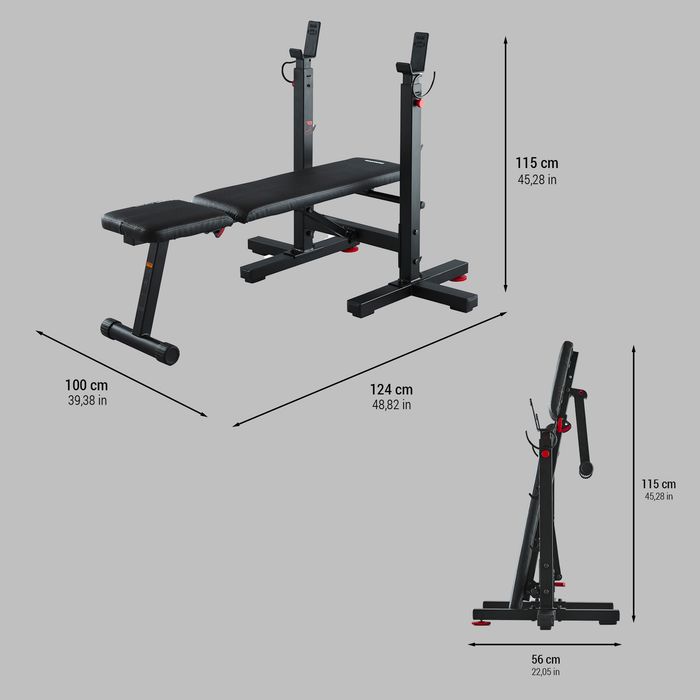 Bancă înclinată pliabilă Bodybuilding - produs resigilat Decathlon