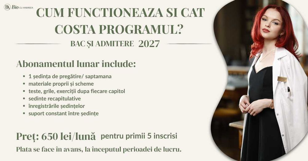 Meditații Biologie - Program pregatire BAC 2027