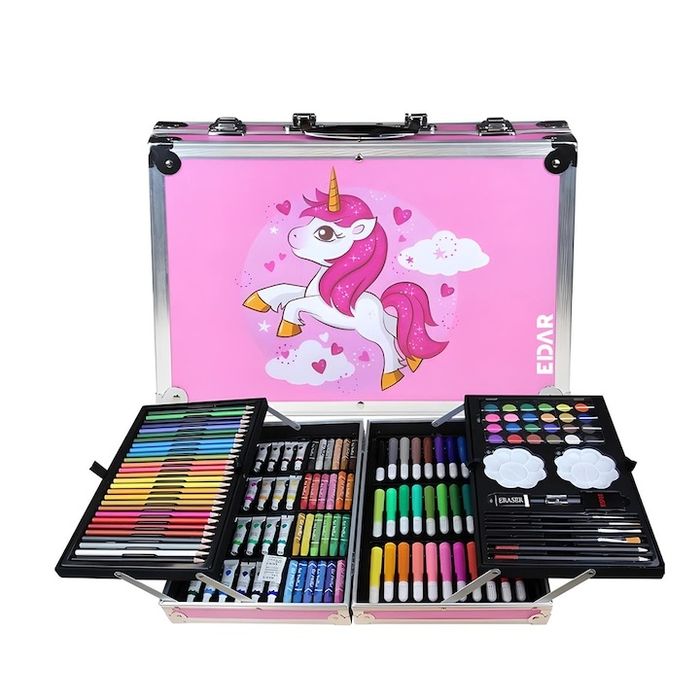 ПРОМО!!!Детски комплект за рисуване GALAXIA®, 145 части, Метална кутия