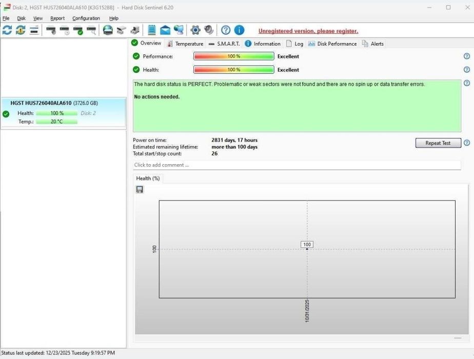 HGST 4TB Enterprise – stare PERFECTĂ, 68.000 ore, 100