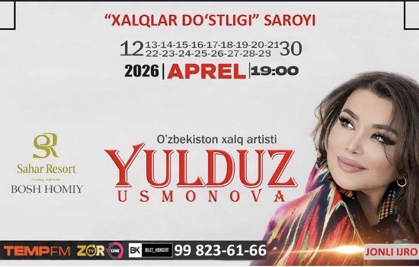 Yulduz Usmonova konsertiga bilet sotiladi