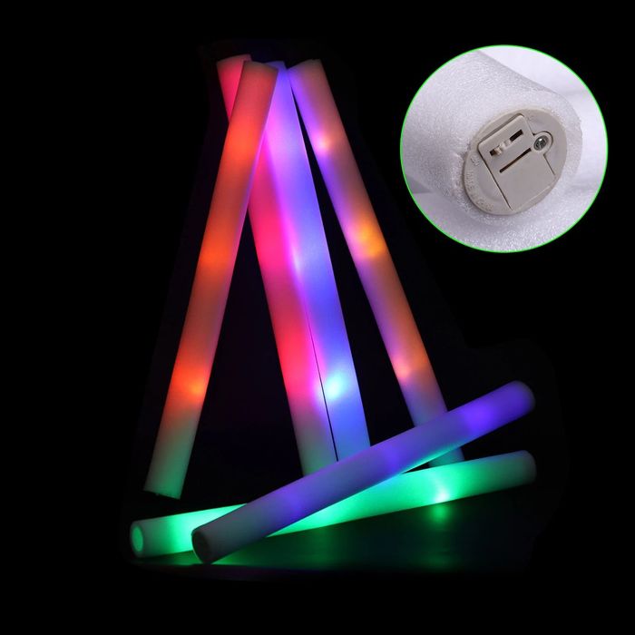 Bagheta Foam stick cu LED, PROCART, accesoriu petrecere si festival, lungime 46 cm, multicolor