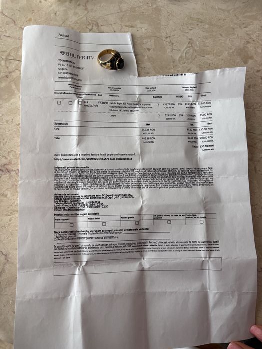 Inel din Argint 925placat cu Aur (6,24 grame )