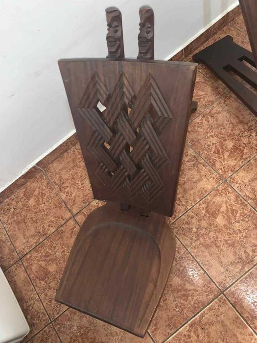 Set scaune lemn masiv cu tenta africana decor terasa/filigorie/curte