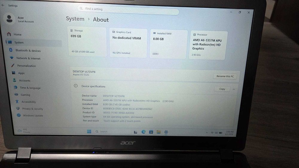 Laptop ACER Aspire V5