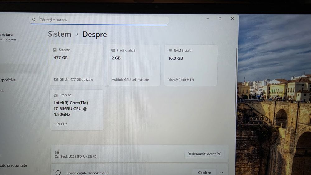 Ultrabook ASUS ZenBook 15 | i7-8565U | 16GB RAM | 512GB SSD | GTX 1050 | Win 11 Pro
