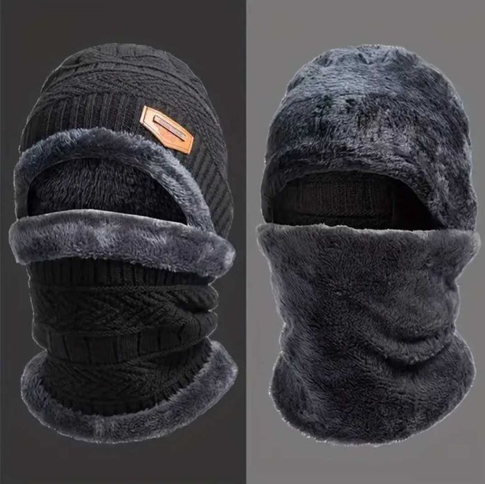 Унисекс комплект зимна шапка с шал (яка)